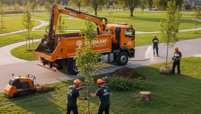 Arborists planting new trees in Wellesley, MA for Chop Chop Tree professional tree planting service