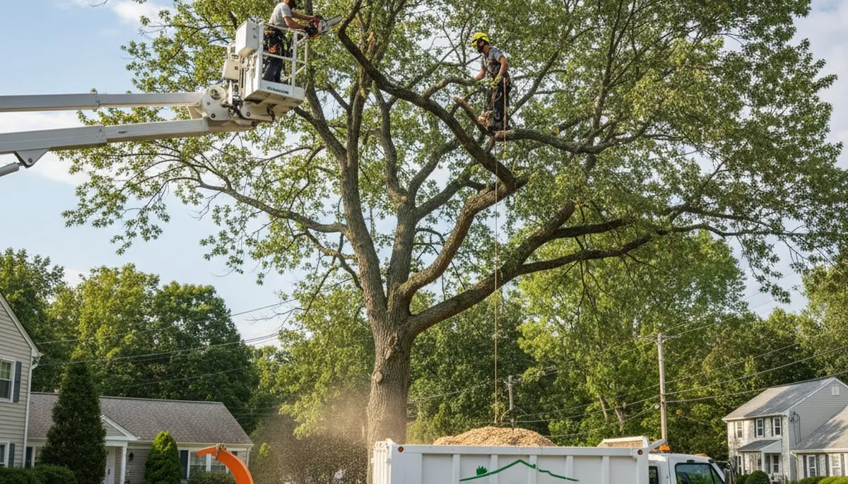 Professional tree removal service in Wellesley MA safely cutting and clearing large trees
