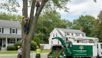 Professional tree removal service in Wellesley MA safely clearing residential property trees
