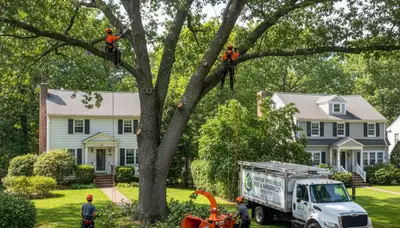 Professional tree removal service in Wellesley MA safely cutting and clearing residential trees