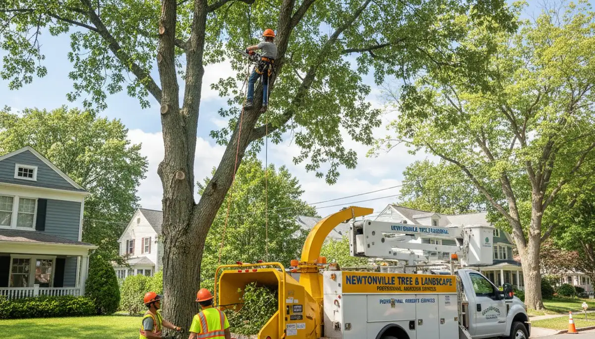Professional tree removal service in Wellesley MA clearing large oak safely