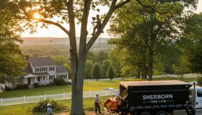 Professional tree removal service in Wellesley MA safely clearing large oak trees