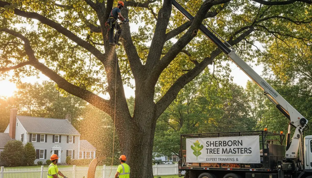 Professional tree removal service in Wellesley MA safely clearing large oak trees