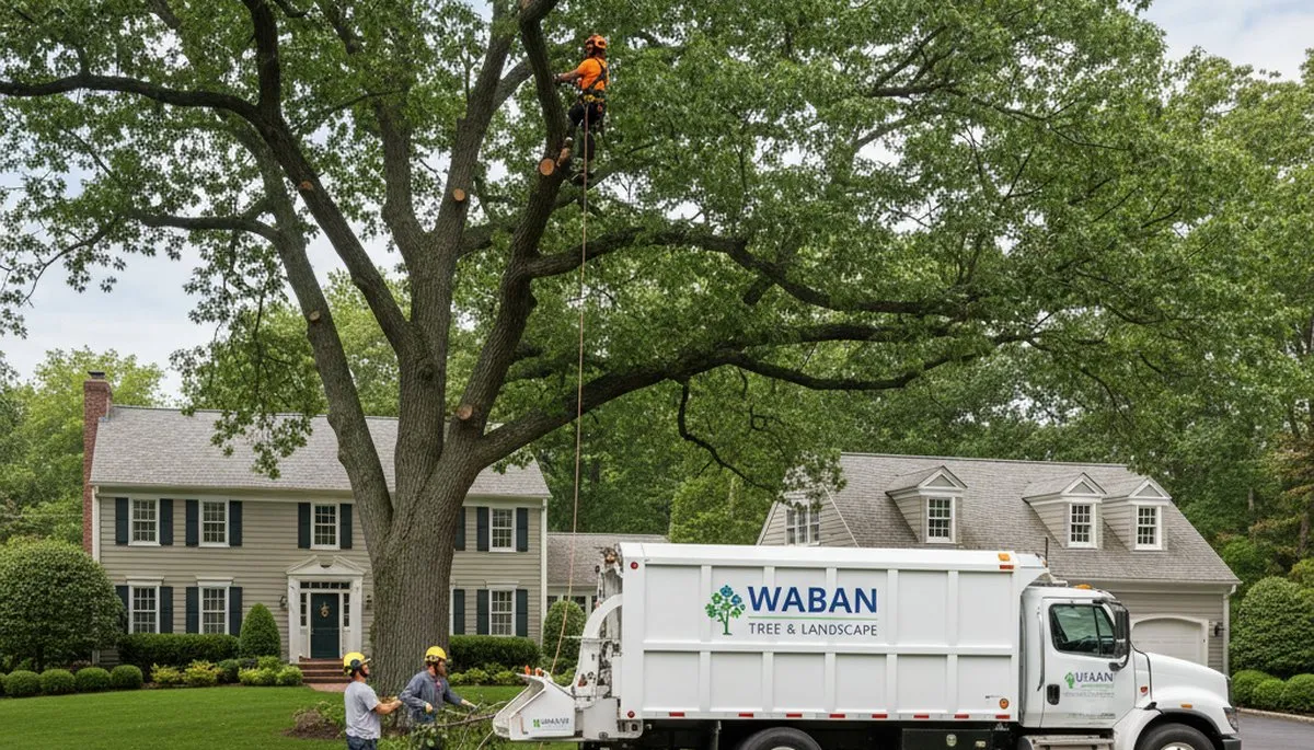 Professional tree removal service in Wellesley MA safely clearing yard trees