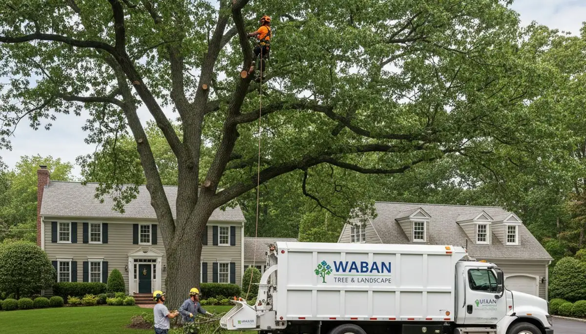 Professional tree removal service in Wellesley MA safely clearing yard trees