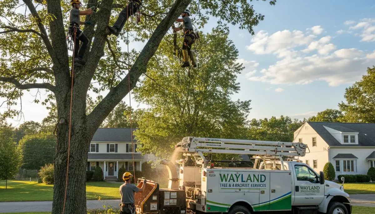 Professional tree removal service in Wellesley MA safely cutting and clearing residential trees