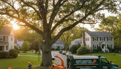 Professional tree removal service in Wellesley MA safely clearing trees for homeowners