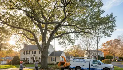 Professional tree removal service in Wellesley MA safely clearing residential property trees